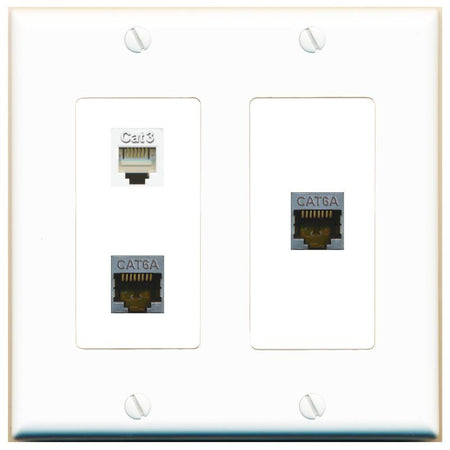 2 CAT6A PHONE Wall Plate [White]