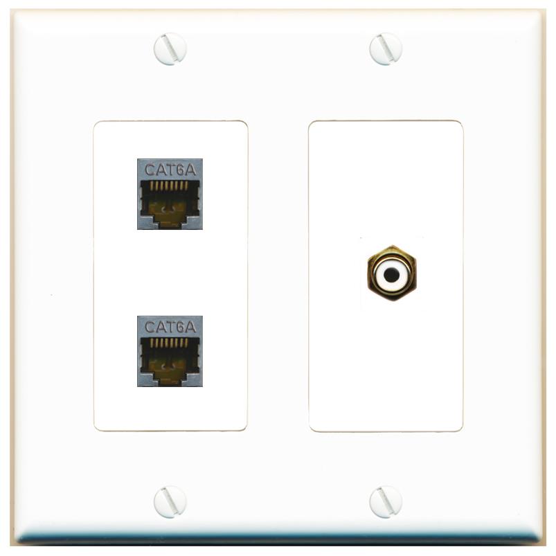 2 CAT6A RCA-WHITE Wall Plate [White]