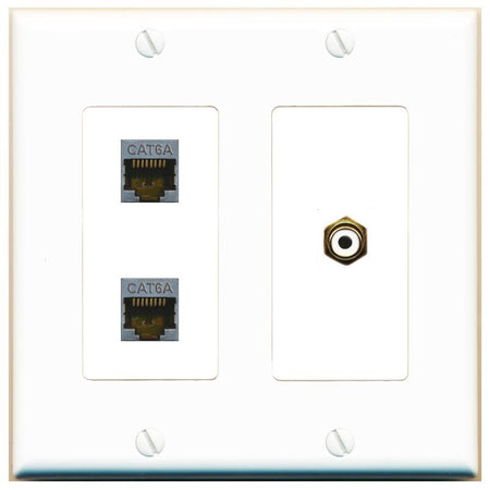 2 CAT6A RCA-WHITE Wall Plate [White]