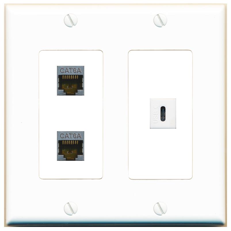 2 CAT6A USBC Wall Plate [White]