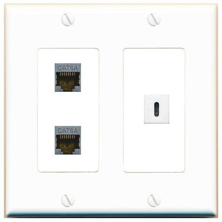 2 CAT6A USBC Wall Plate [White]