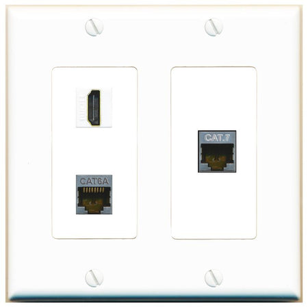 CAT6A CAT7 HDMI Wall Plate [White]