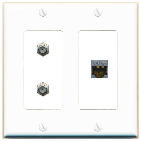 CAT6A 2 COAX Wall Plate [White]