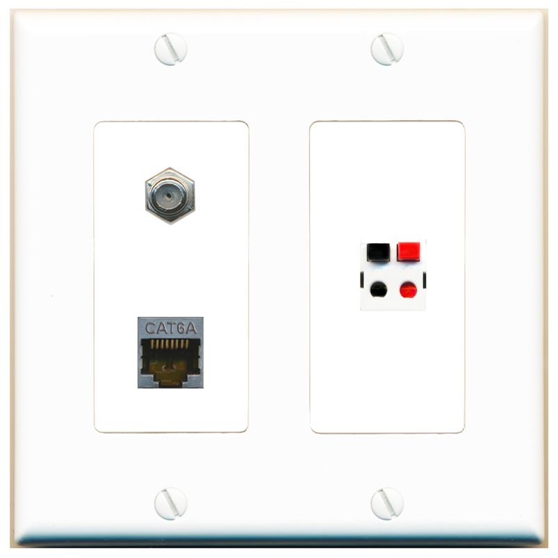 CAT6A COAX SPEAKER Wall Plate [White]