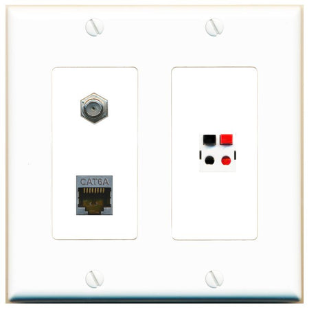 CAT6A COAX SPEAKER Wall Plate [White]