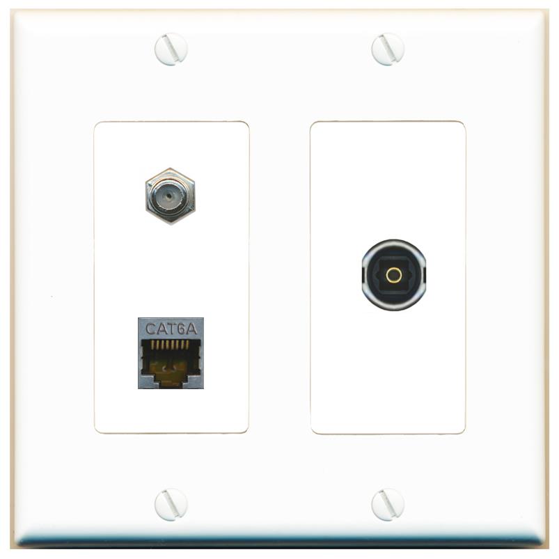 CAT6A COAX TOSLINK Wall Plate [White]
