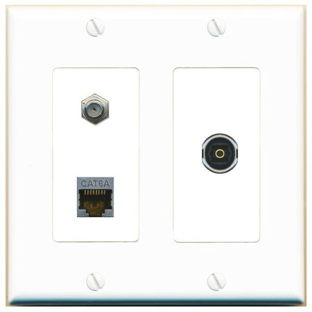CAT6A COAX TOSLINK Wall Plate [White]