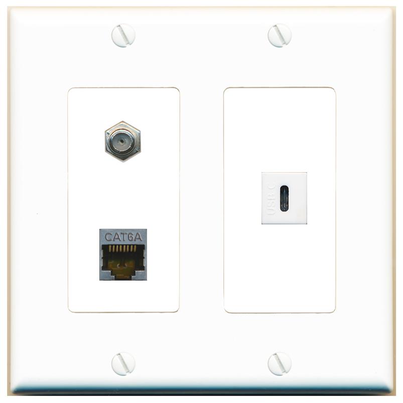 CAT6A COAX USBC Wall Plate [White]