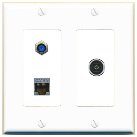 CAT6A F81 TOSLINK Wall Plate [White]