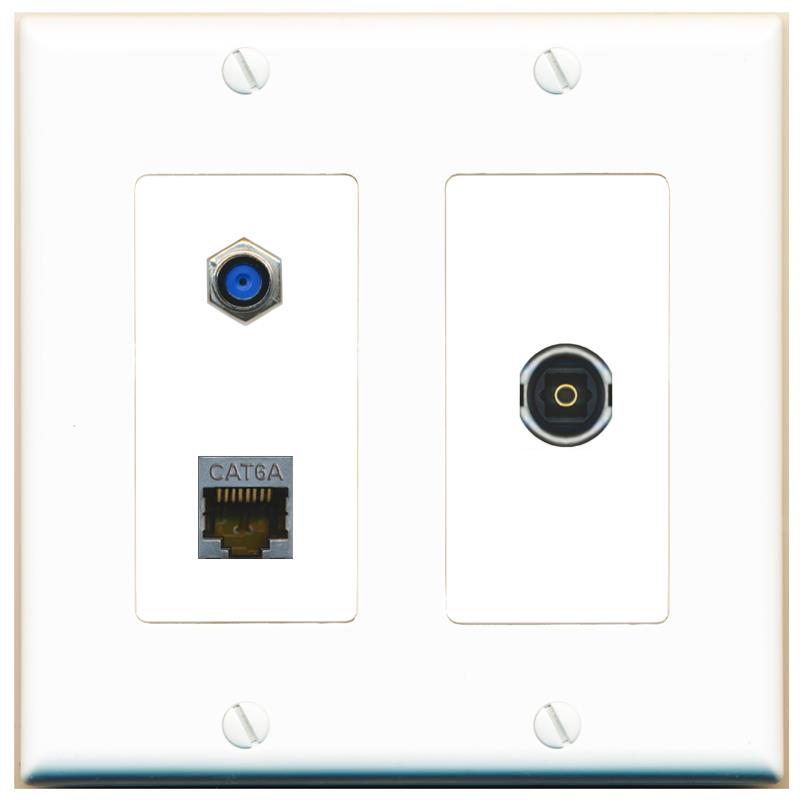 CAT6A F81 TOSLINK Wall Plate [White]