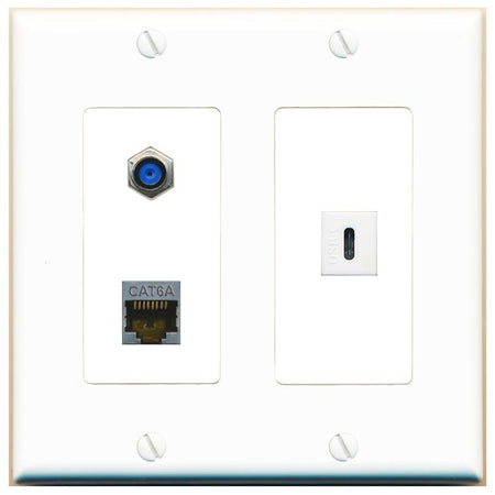 CAT6A F81 USBC Wall Plate [White]