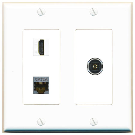 CAT6A HDMI TOSLINK Wall Plate [White]
