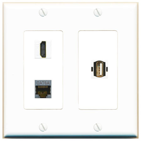 CAT6A HDMI USB2 Wall Plate [White]