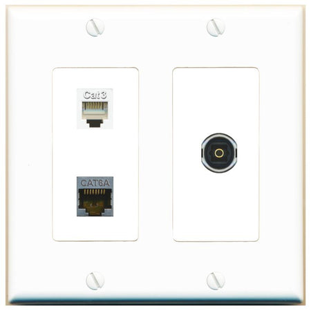 CAT6A PHONE TOSLINK Wall Plate [White]