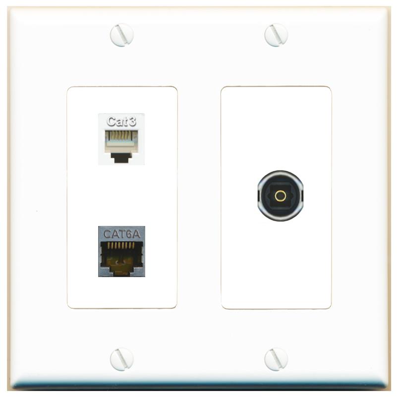 CAT6A PHONE TOSLINK Wall Plate [White]
