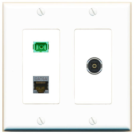 CAT6A SC-APC-SX TOSLINK Wall Plate [White]