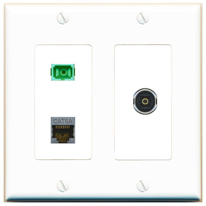 CAT6A SC-APC-SX TOSLINK Wall Plate [White]