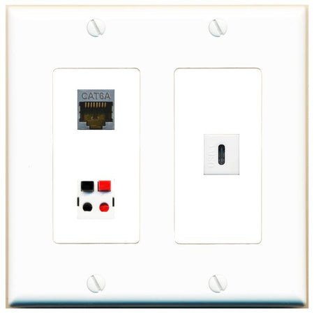 CAT6A SPEAKER USBC Wall Plate [White]