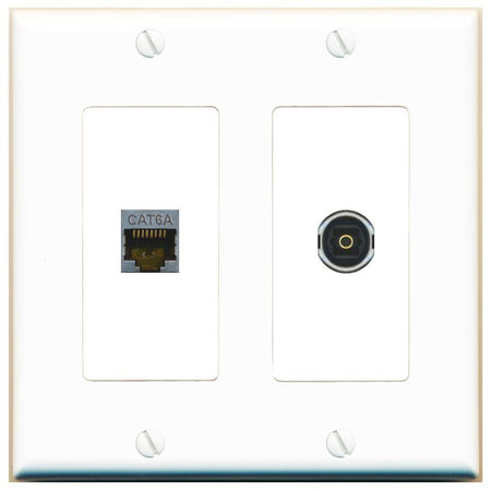 CAT6A TOSLINK Wall Plate [White]