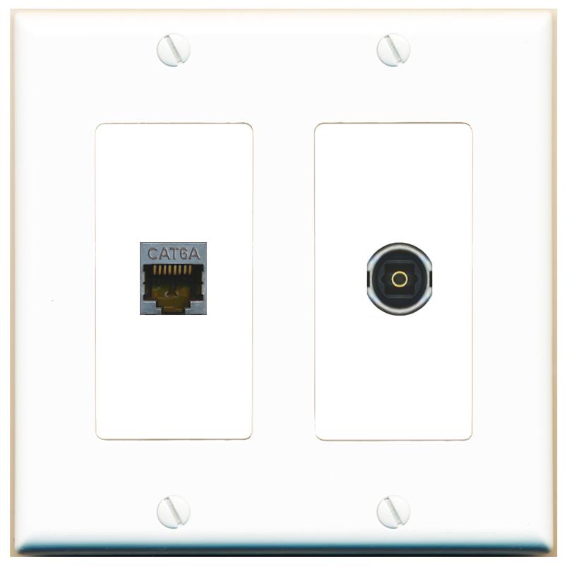 CAT6A TOSLINK Wall Plate [White]