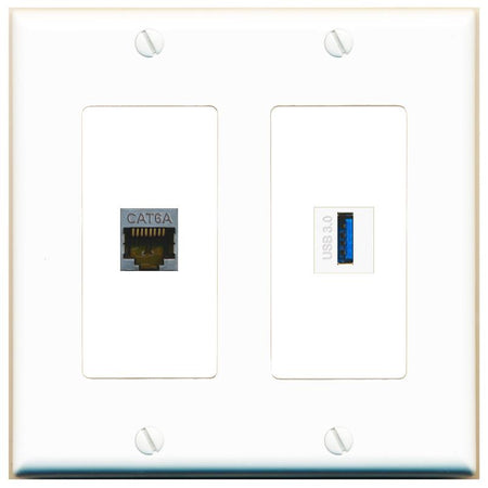 CAT6A USB-3 Wall Plate [White]
