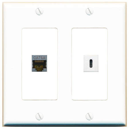 CAT6A USBC Wall Plate [White]