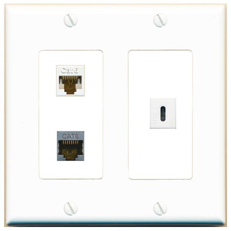 CAT6 CAT6-SHIELDED USBC Wall Plate [White]