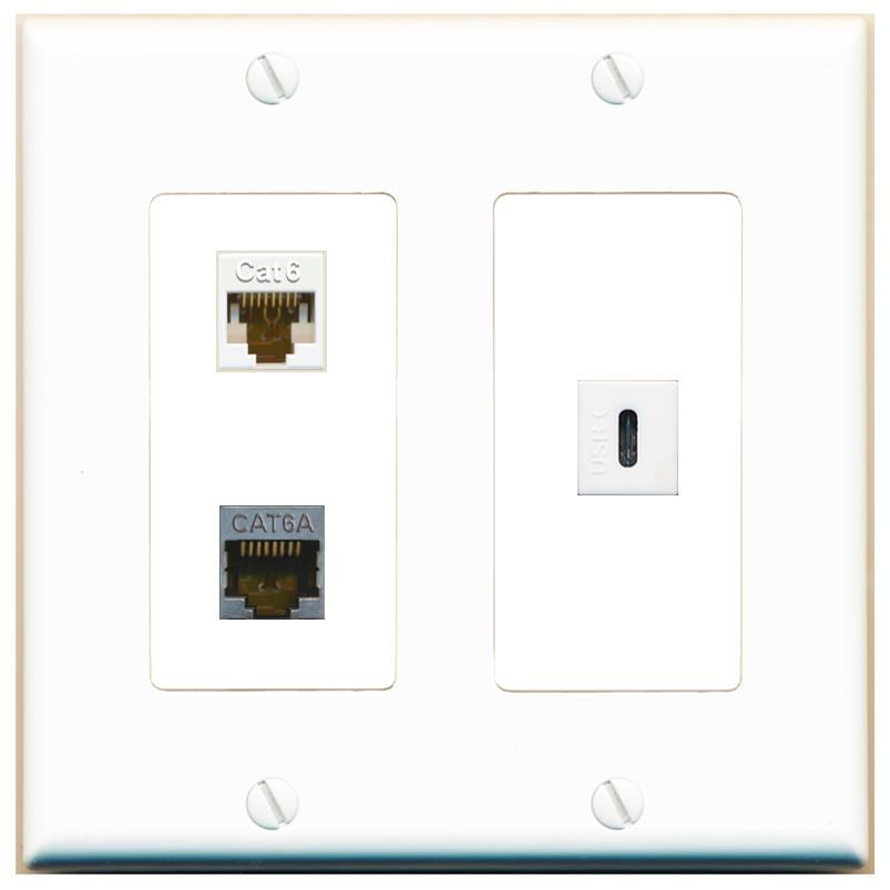 CAT6 CAT6A USBC Wall Plate [White]
