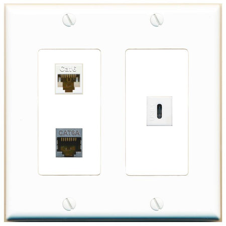 CAT6 CAT6A USBC Wall Plate [White]