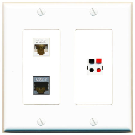 CAT6 CAT7 SPEAKER Wall Plate [White]