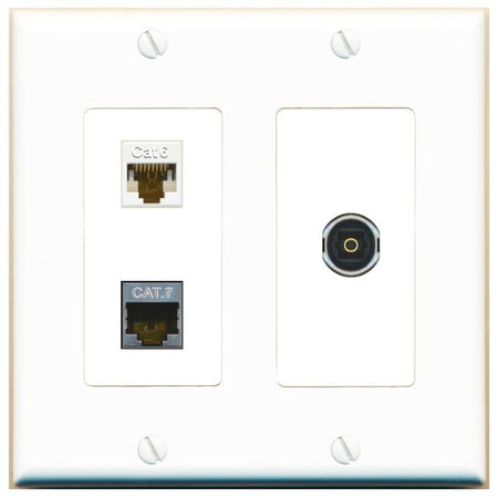 CAT6 CAT7 TOSLINK Wall Plate [White]