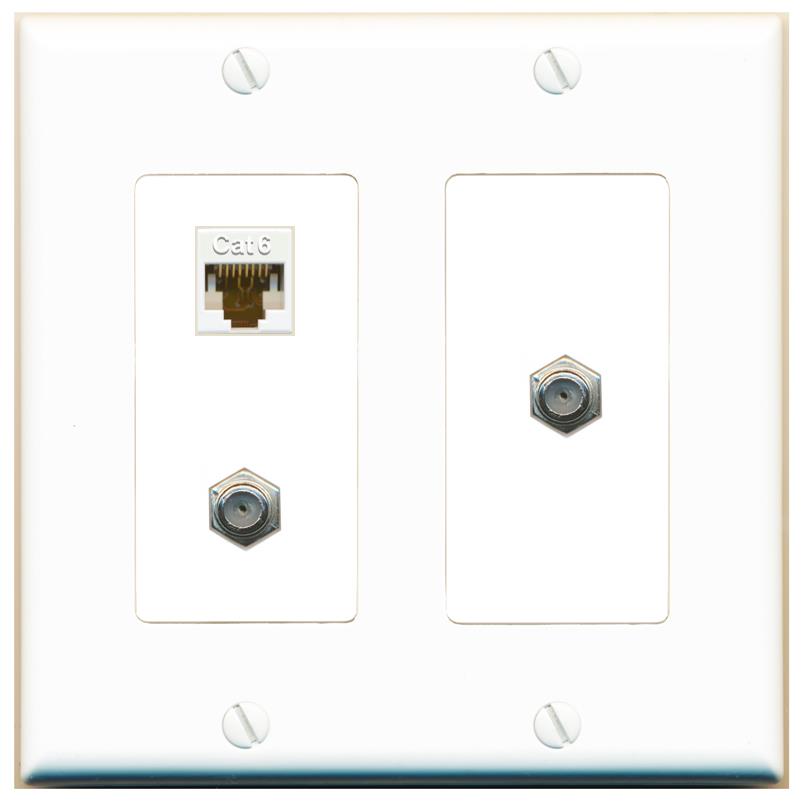 CAT6 2 COAX Wall Plate [White]