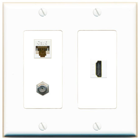 CAT6 COAX HDMI Wall Plate [White]