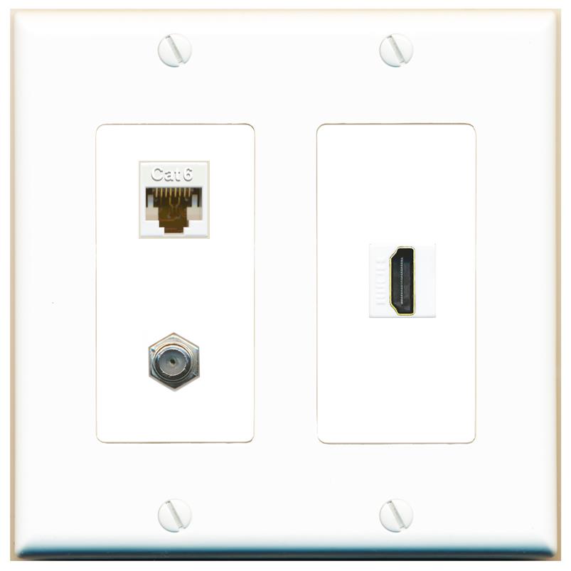 CAT6 COAX HDMI Wall Plate [White]