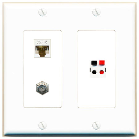 CAT6 COAX SPEAKER Wall Plate [White]