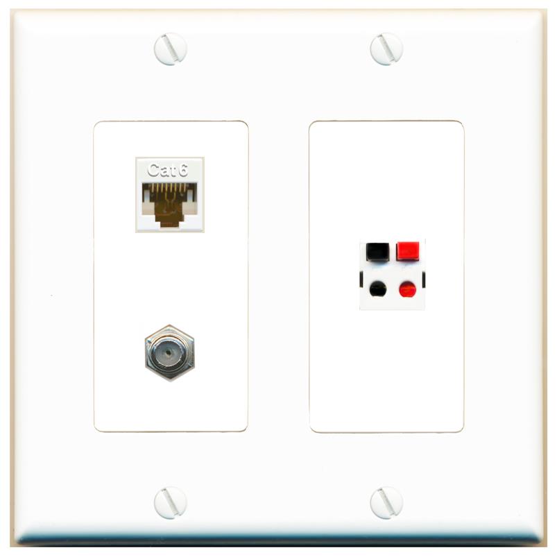 CAT6 COAX SPEAKER Wall Plate [White]