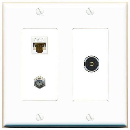 CAT6 COAX TOSLINK Wall Plate [White]