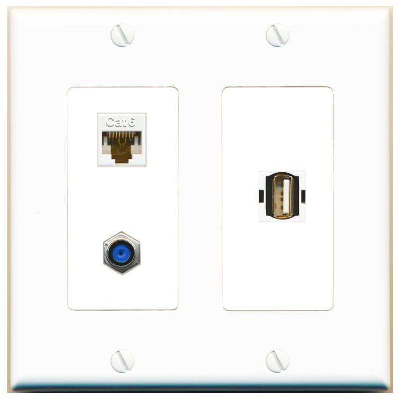 CAT6 F81 USB2 Wall Plate [White]