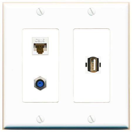 CAT6 F81 USB2 Wall Plate [White]