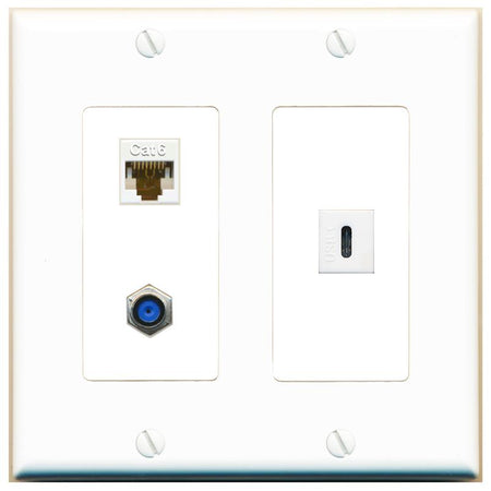 CAT6 F81 USBC Wall Plate [White]