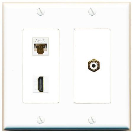 CAT6 HDMI RCA-WHITE Wall Plate [White]