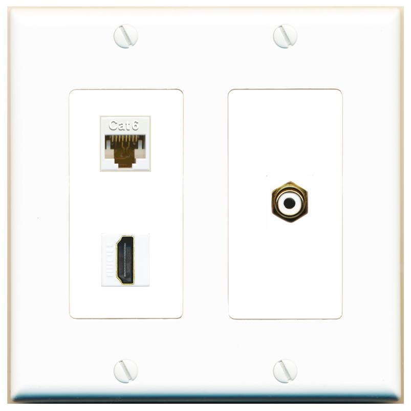 CAT6 HDMI RCA-WHITE Wall Plate [White]