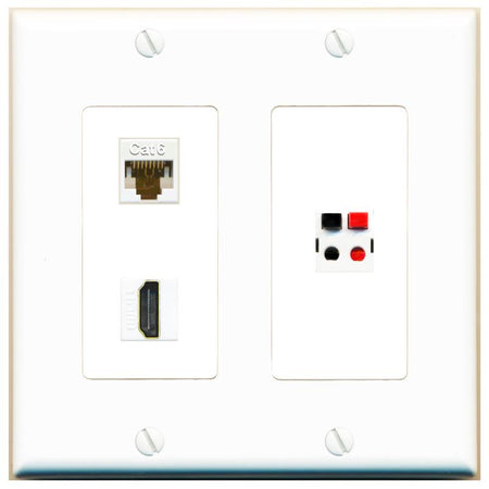 CAT6 HDMI SPEAKER Wall Plate [White]