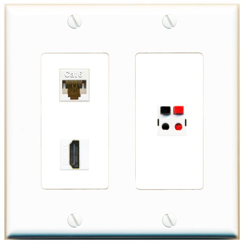 CAT6 HDMI SPEAKER Wall Plate [White]