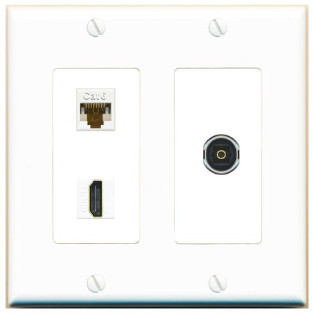 CAT6 HDMI TOSLINK Wall Plate [White]