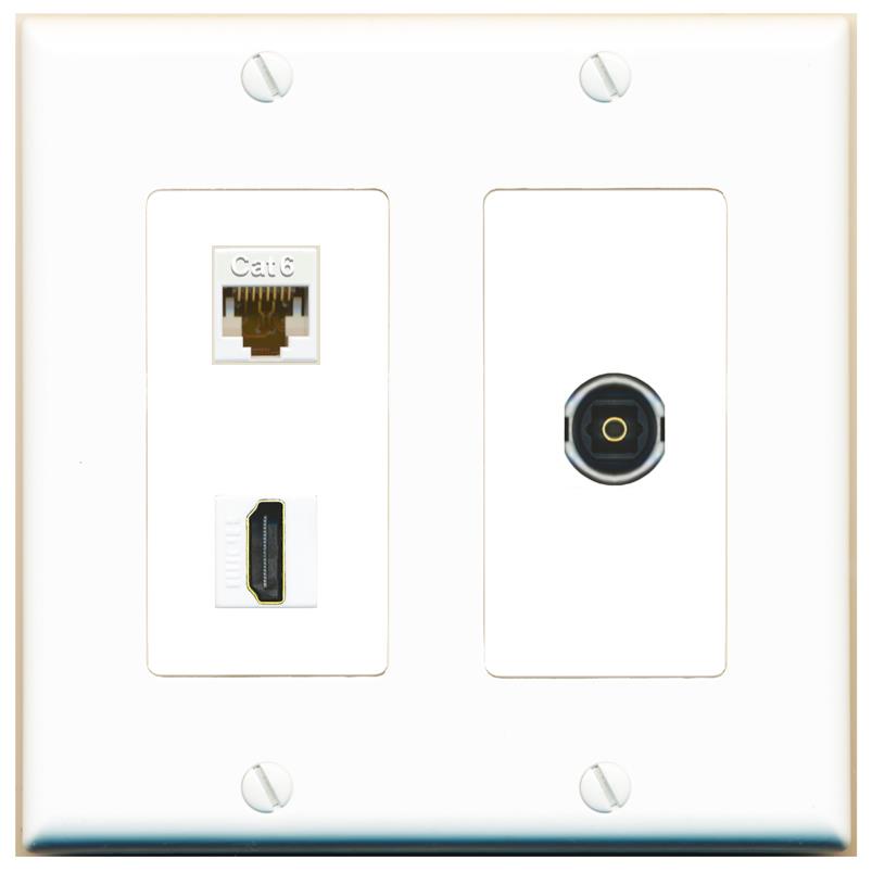CAT6 HDMI TOSLINK Wall Plate [White]