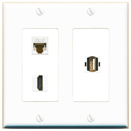CAT6 HDMI USB2 Wall Plate [White]