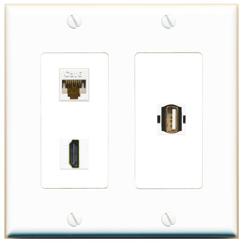 CAT6 HDMI USB2 Wall Plate [White]