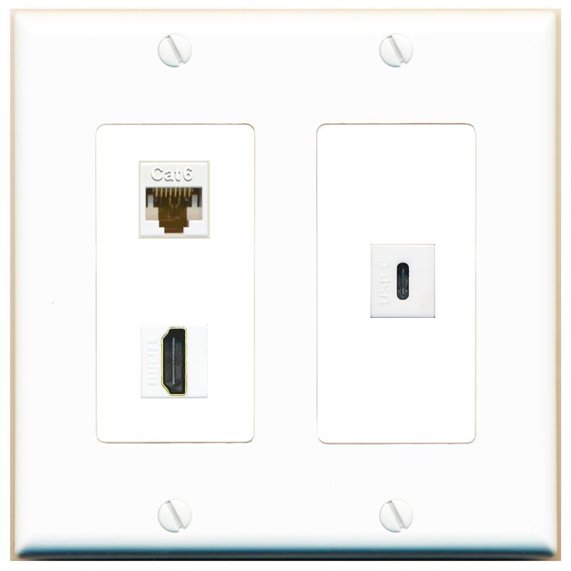 CAT6 HDMI USBC Wall Plate [White]