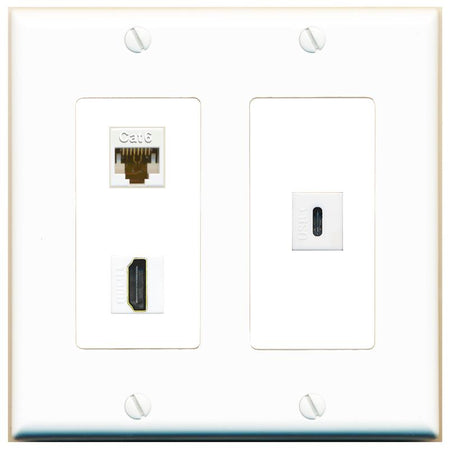 CAT6 HDMI USBC Wall Plate [White]